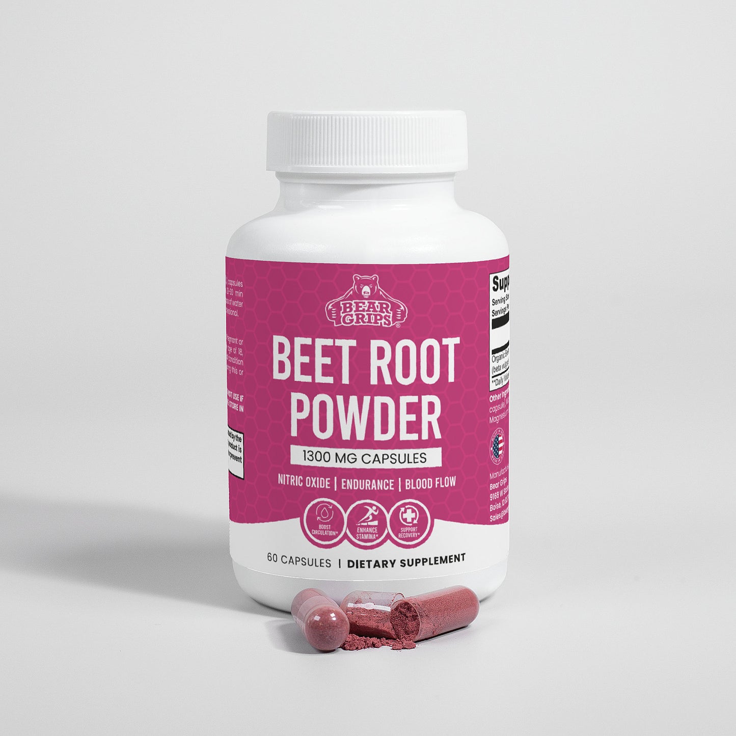 Beet Root Powder Capsules - 1300MG - Bear Grips