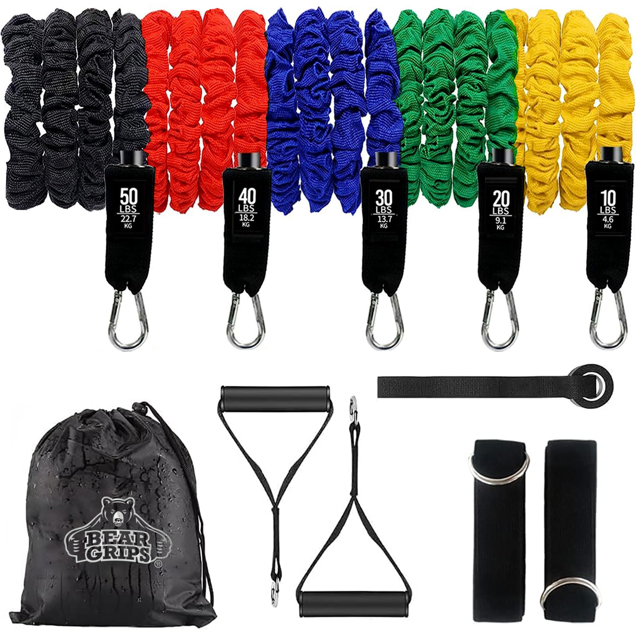 Tube Resistance Band Sets 11 pcs 150lb Set BearGrips