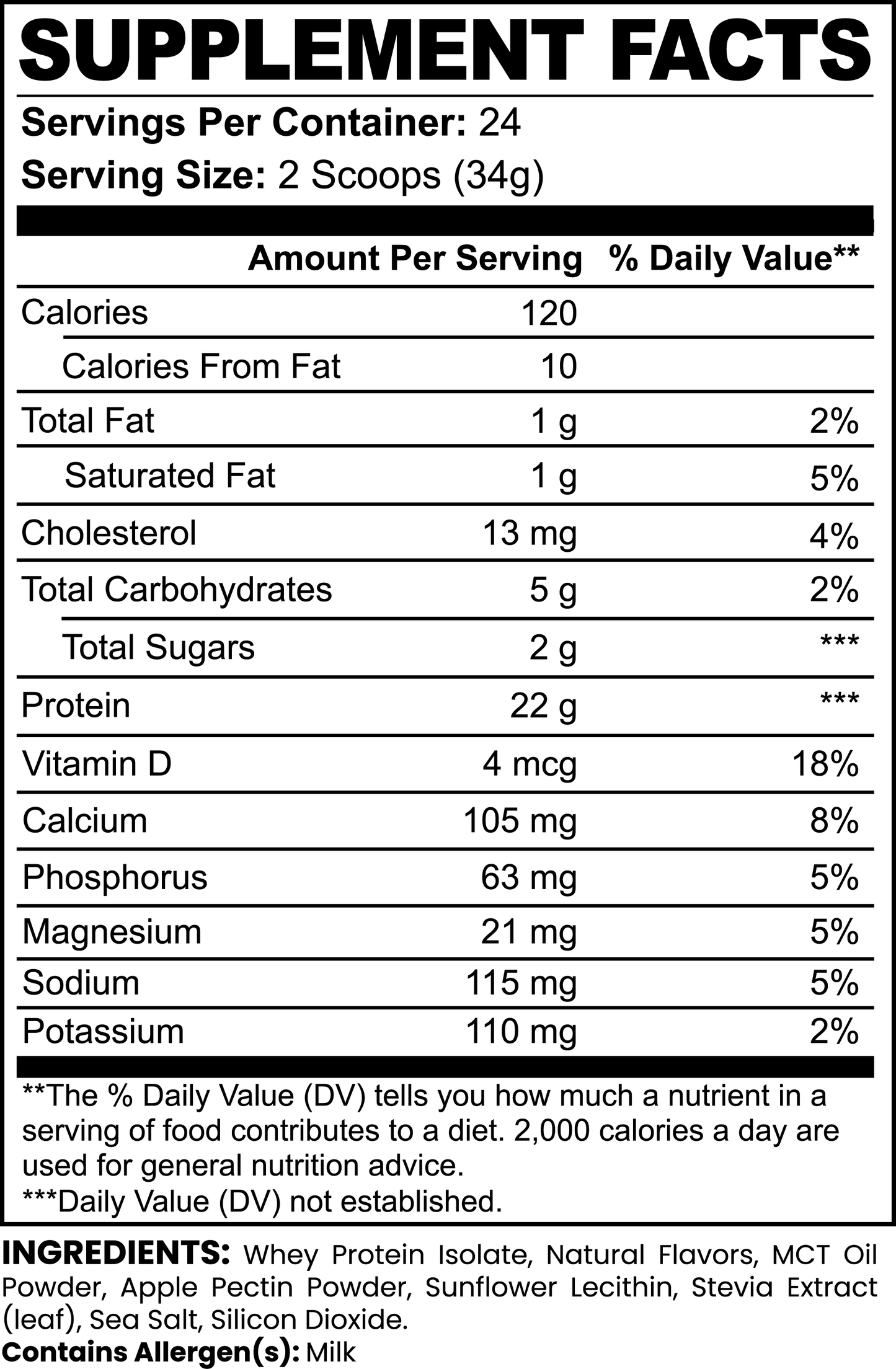 100% Whey Protein Isolate - Vanilla - 22g Pure Protein - 24 Servings - Low Carb - Low Sugar - Bear Grips -Premium Protein