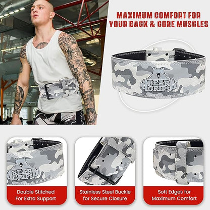 5mm Double Prong Weight Lifting Belt - 4 Inch Uniform Width - Steel Buckle.