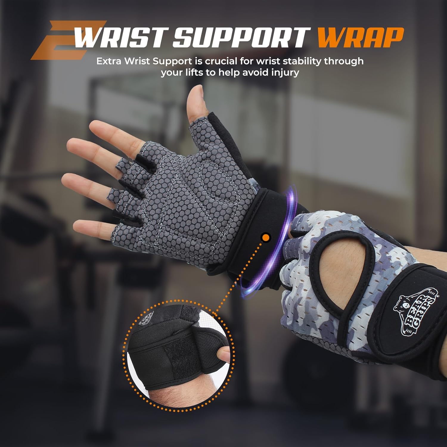 Workout Gloves for Exercise Increased Grip Protection BearGrips