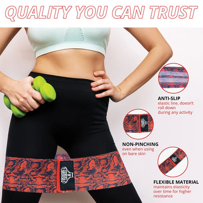 Cloth Resistance Bands - Set of 3 - Varying Resistance Levels - For Hip - Booty - Legs