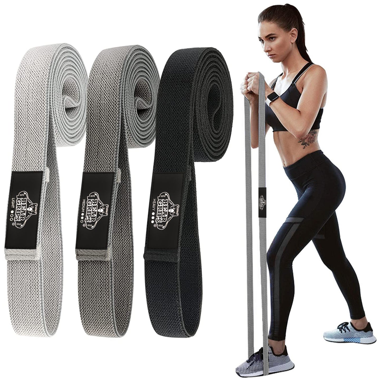 Cloth Resistance Bands - Set of 3 - Varying Resistance Levels - For Hip - Booty - Legs